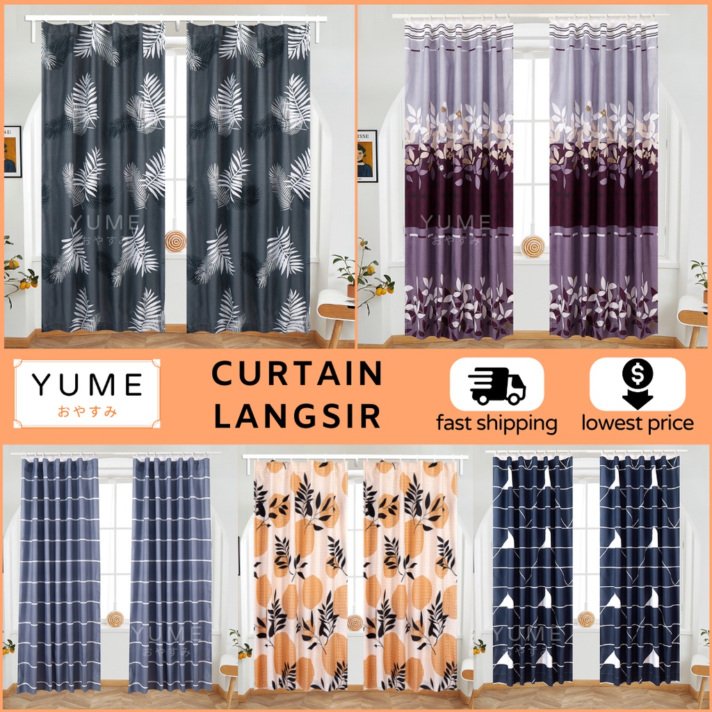 {D1} Modern Langsir Curtain Semi Blackout Langsir Pintu Door Curtain