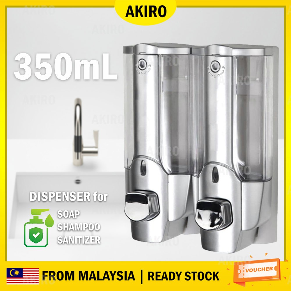 AKIRO 350ML Single Double Wall-mounted Liquid Soap Container Hand Sanitizer Disinfectant Liquid Dispenser Non-Alcohol