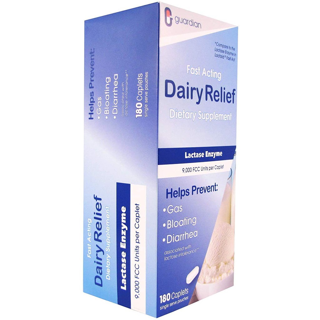 Guardian Dairy Relief Fast Acting Lactase Caplets 9000 FCC Maximum ...