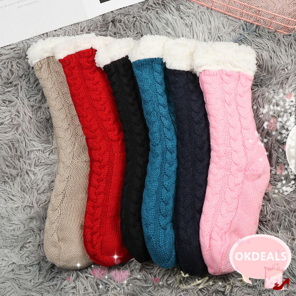 Christmas Women Winter Fluffy Fleece Lined Bed Socks Floor Socks Thick Trend