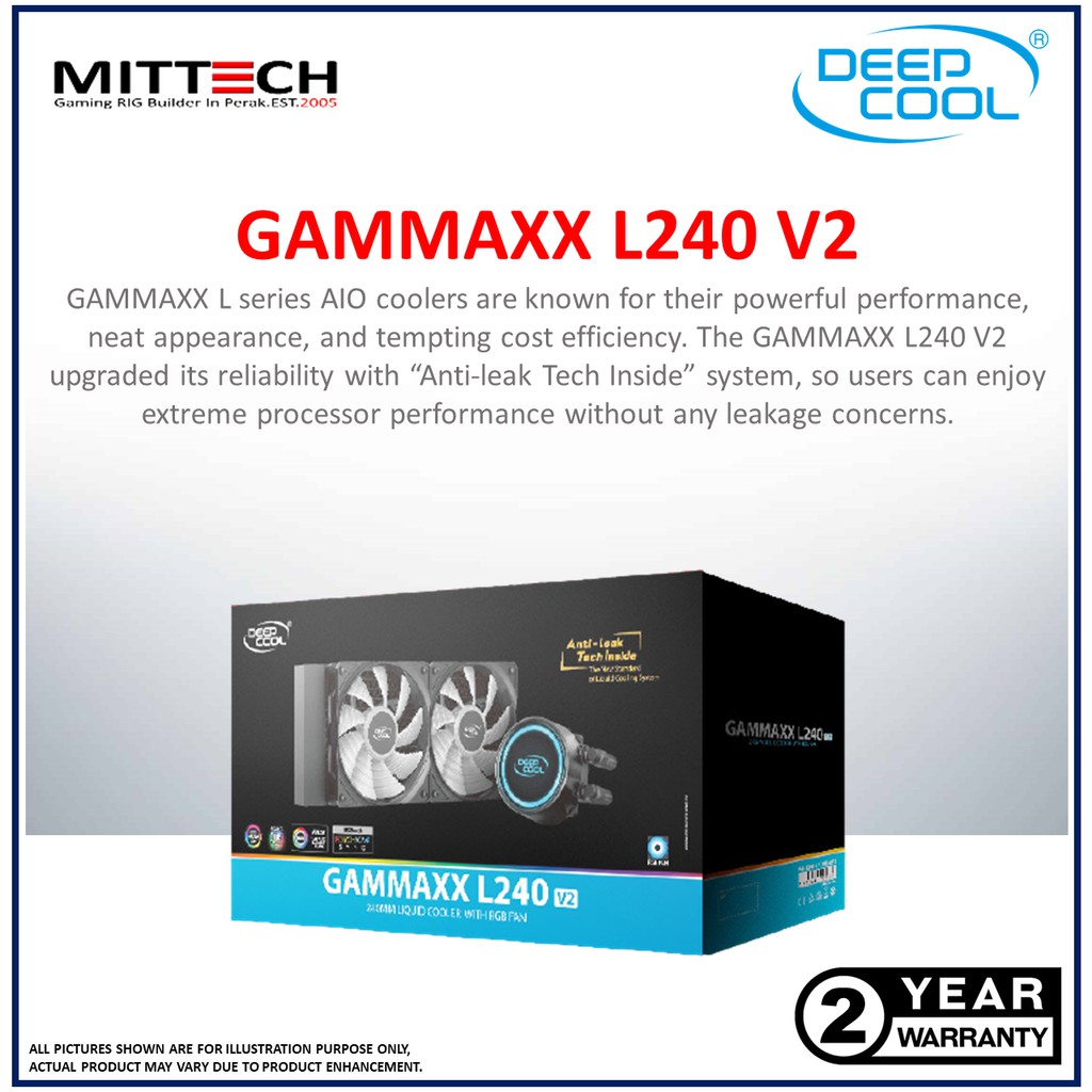 Deepcool Gammaxx L240 V2 RGB AIO Watercooling Aluminum 4pin(+12VG