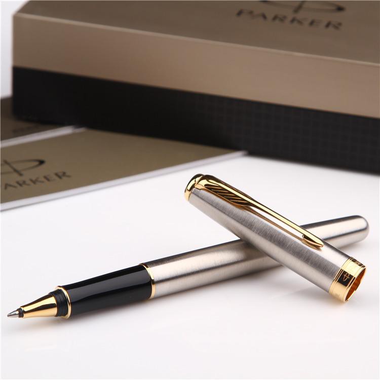 Perfect Parker Sonnet Series Steel Color Gold Clip 0.5mm Fine Nib Rollerball Pen 