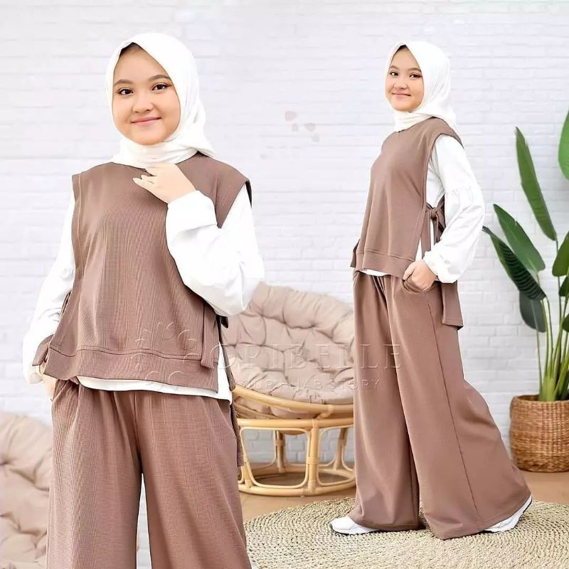 Fesyen Muslim Kanak-Kanak Perempuan Mango Crepe Baju Muslim kanak kanak/Sherina set/atasan+ celana + rompi anak/