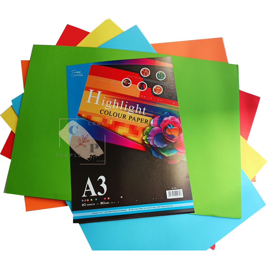 Uni A3 Colour Paper 80gsm Light Dark Assorted Colour Shopee Malaysia