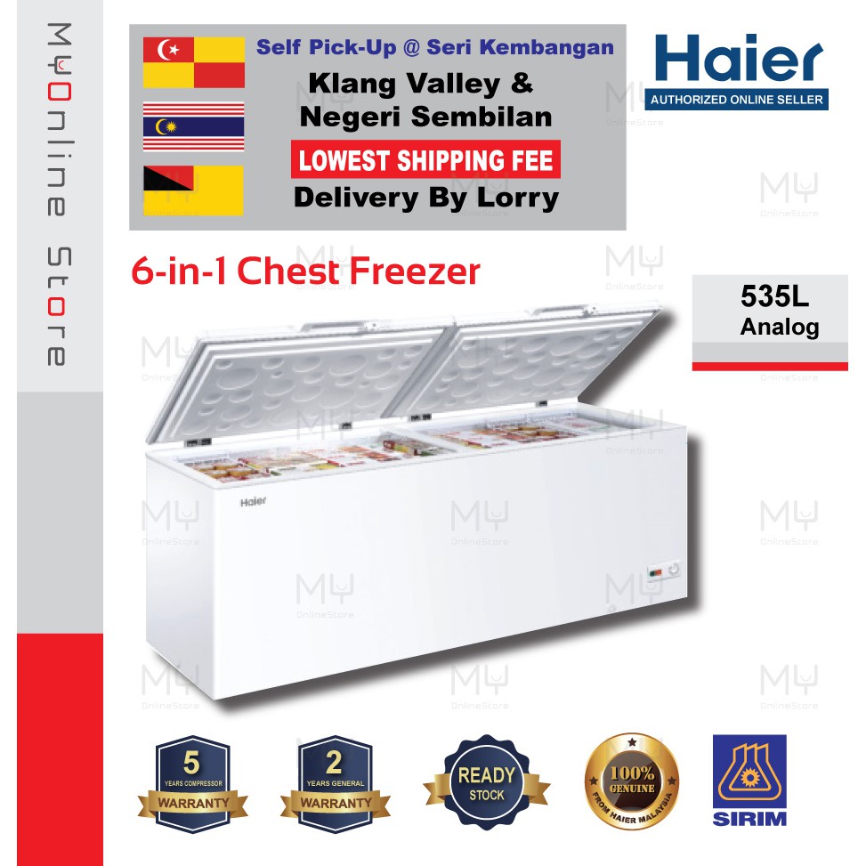 Haier(535L) 2 Door Chest Freezer Convertible / 2 Pintu Peti Sejuk Beku