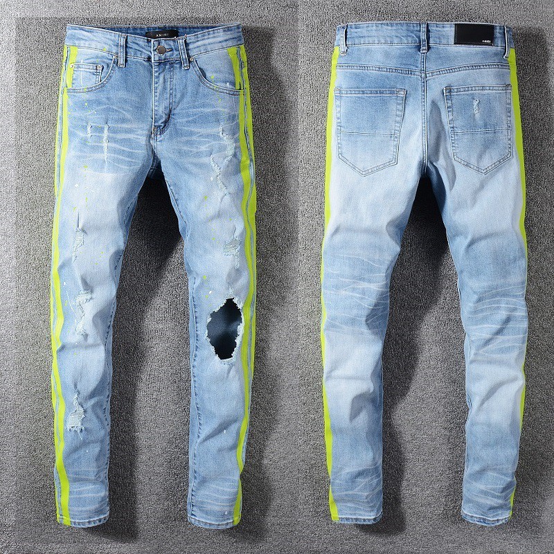 amiri jeans with stripes