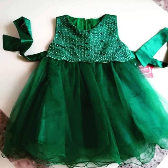 emerald green baby dress