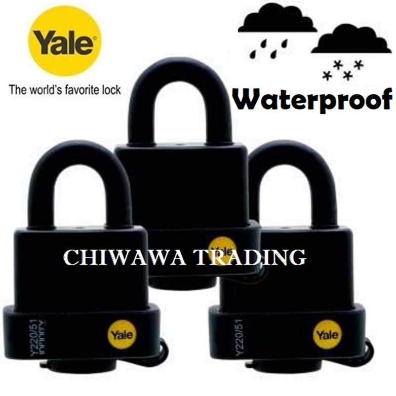 Yale Y220B/51/118/3-3 Pack of Black Weatherproof Padlocks with Protective 