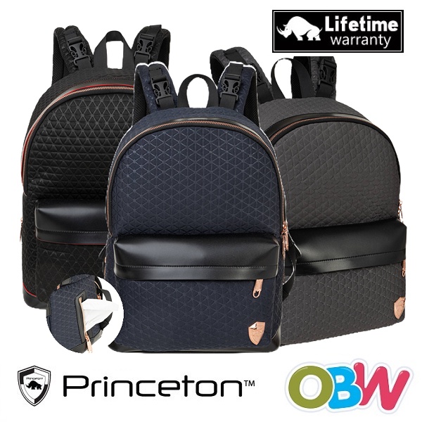 Princeton Goldiva Baby Diaper Bag | Feather Lite Diaper Bag - Black / Navy Blue / Light Grey