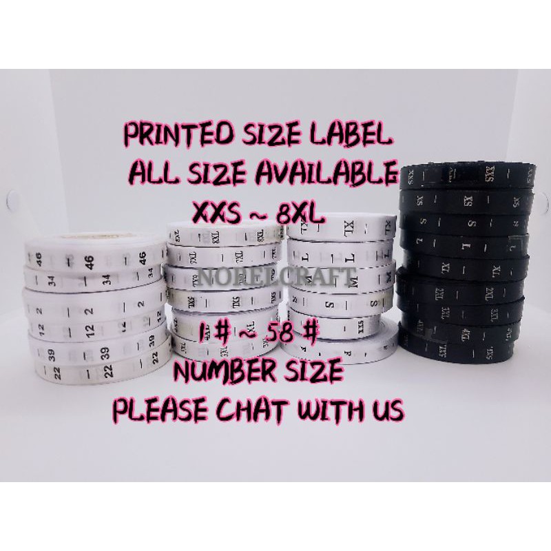 PRINTED SIZE LABEL /SIZE LABELBAJU/LABEL BAJU/LABEL CLOTH READYSTOCK ...