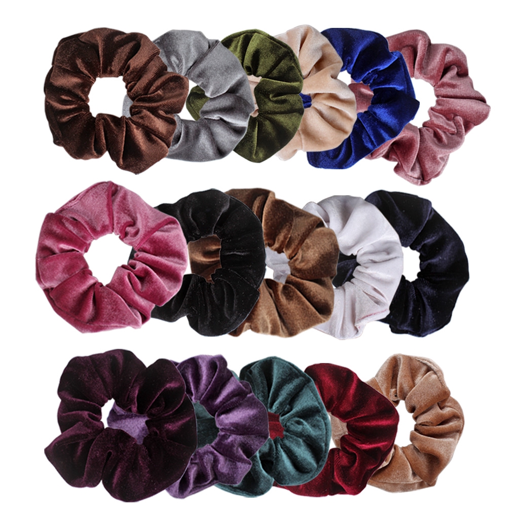 16 Colors Velvet Scrunchies Hair Bobble Elastics Hair Scrunchy Hair Bands