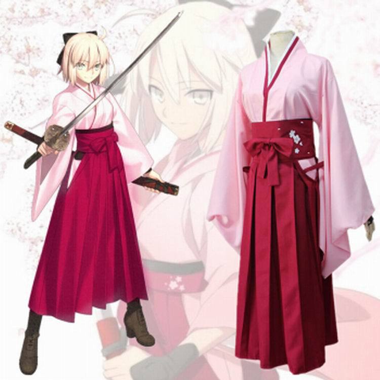 Game Fate Grand Order FGO Okita Souji Cosplay Sakura Saber Kimono Uniform  Costume Full Set Anime Party Halloween Outfit | Shopee Malaysia