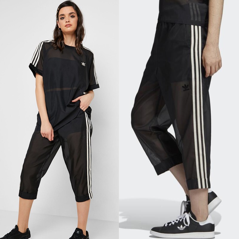 Adidas Perspective of thin seven-minute pant net yarn wide-tube pants DU8164  | Shopee Malaysia