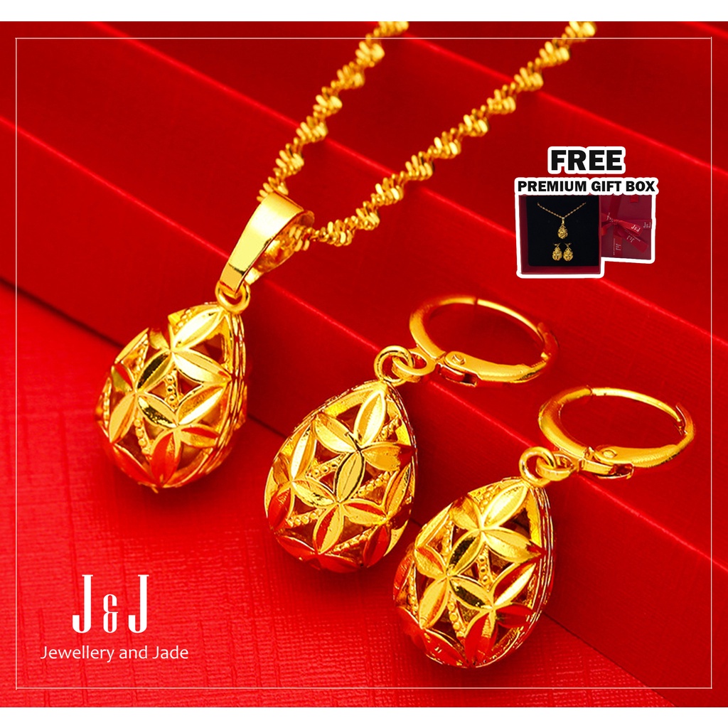 J&J Necklace Earring SET 24K Emas Bangkok Free Cop999 Woman Necklace