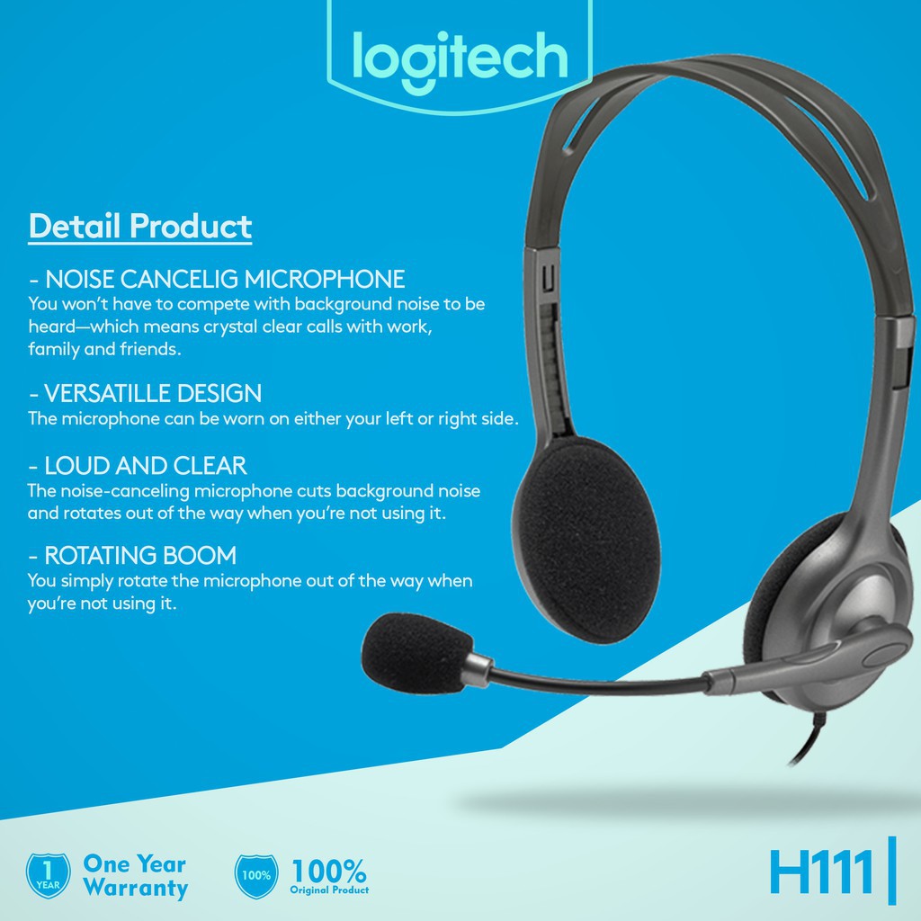 logitech h111 stereo headset with mic