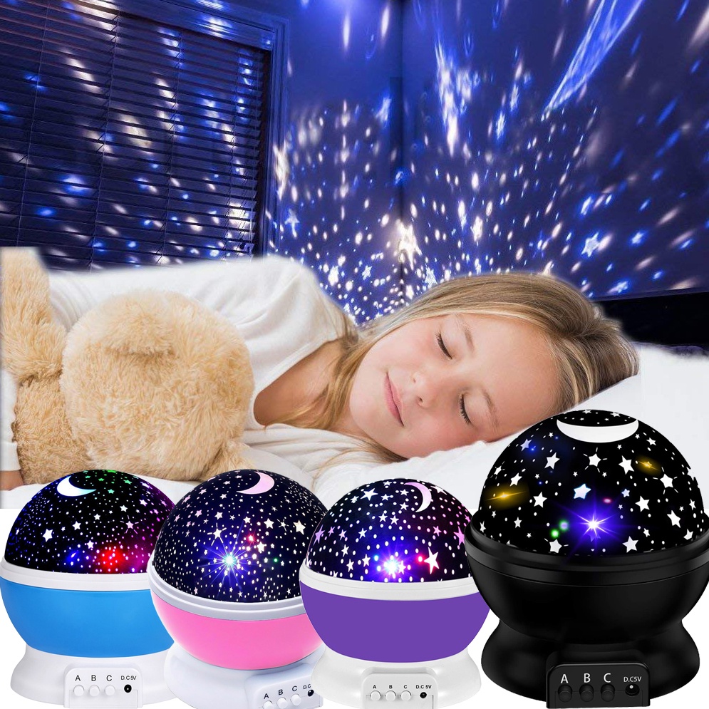 Starry Sky Projector Lamp 360° Rotating Multi-Color Star Moon Sky Night LED Lamp Light Lampu Hiasan Bilik Tidur Malam小夜灯