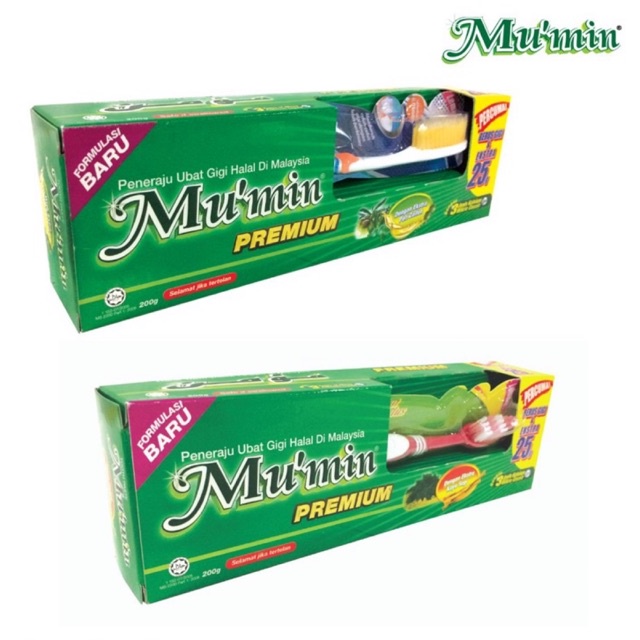 Mu’min Mukmin Premium Toothpaste Ubat gigi 175gm free berus gigi