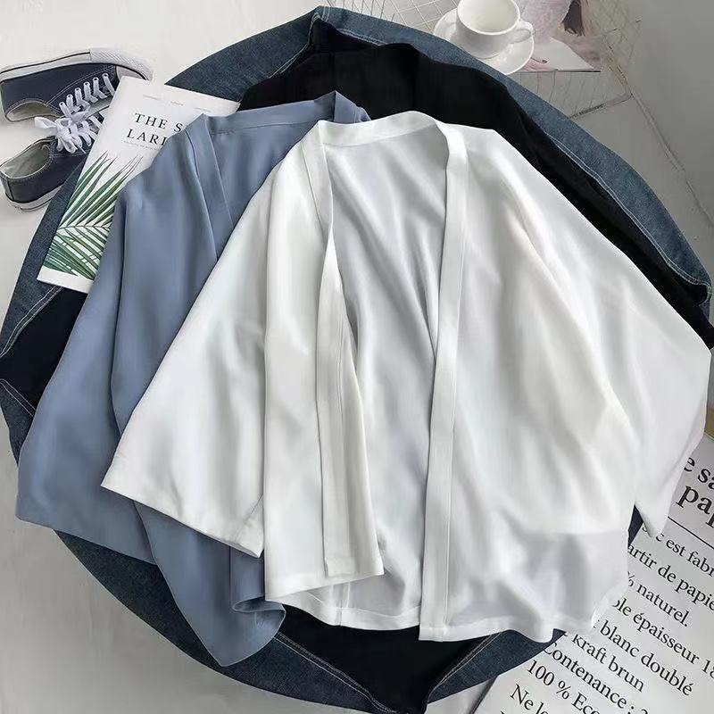 Korean Style Women Ladies Chiffon Retro Boho Plain Hippie Summer Cardigan Kimono Ready Stock New