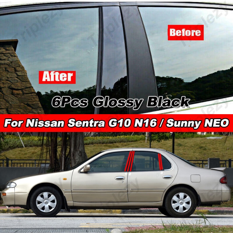 6Pcs Car Window Door Column B C BC Pillar Post Cover Trim For Nissan ...