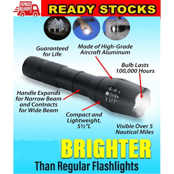 Malaysia Lampu Suluh Led Berkuasa Tinggi Tac Light High Performance Flashlight 22x Brighter Shopee Malaysia