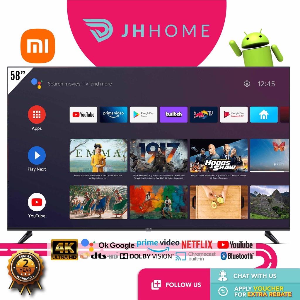 Xiaomi A2 Mi TV 4K UHD 58" L58M7-EASEA | FHD 43" L43M7-ESEA Android TV | Google Assistant Built-In | Dolby Vison Audio