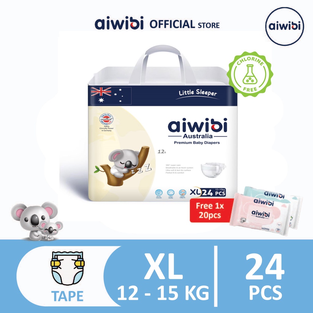 Aiwibi Premium Tape Diaper 02 - Size XL (24 Pcs) | Shopee Malaysia