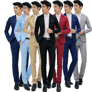 New Men's Casual Slim Fit Formal One Button Suit Mens Blazer Jacket