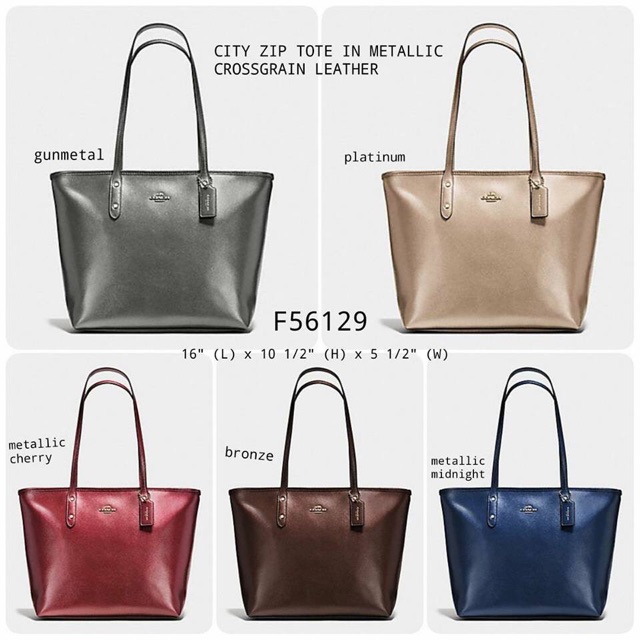 coach crossgrain leather city zip tote