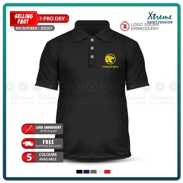 Microfiber Polo T Shirt Sulam Emas New Proton Logo X50 X70 SUV Gold ...