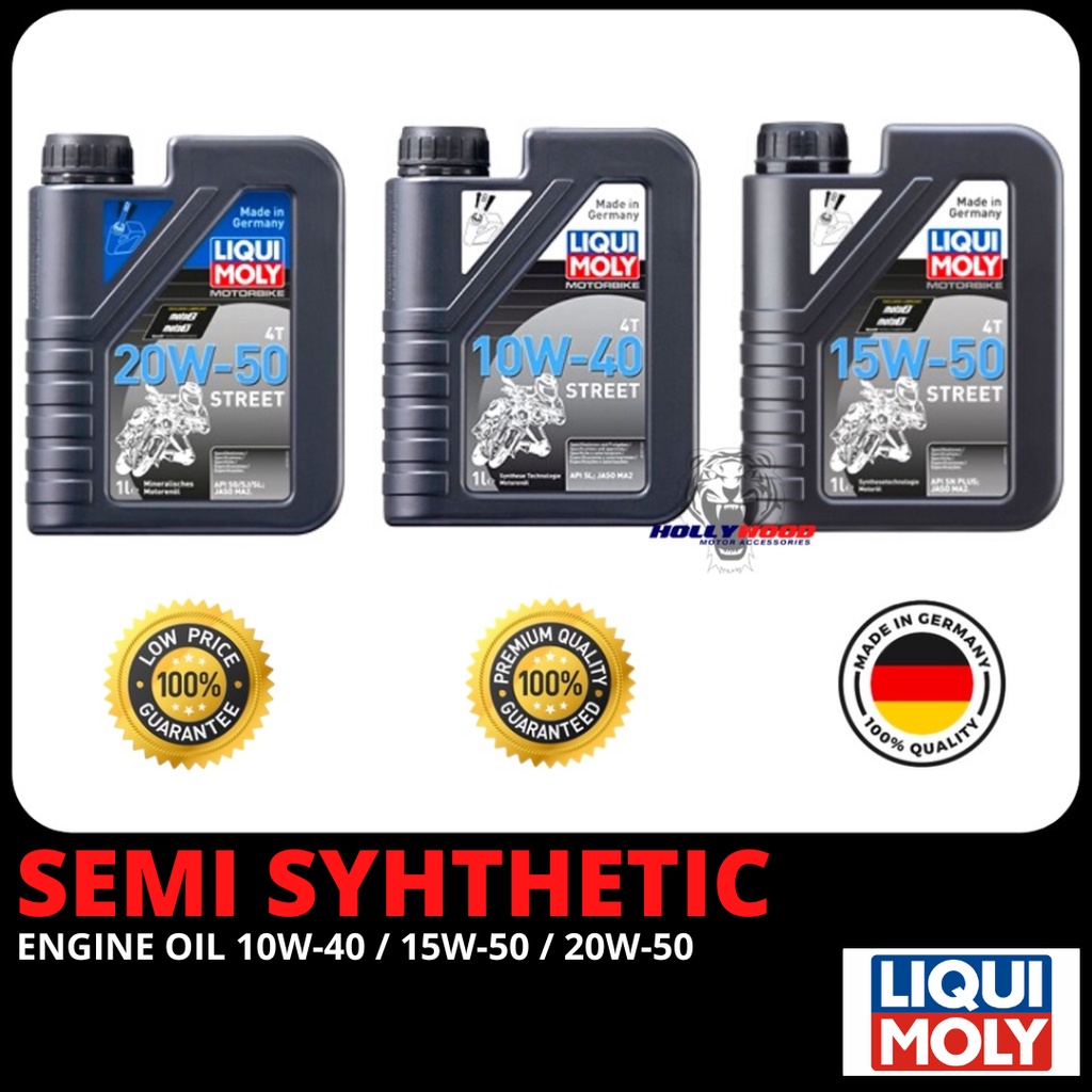 LIQUI MOLY ENGINE OIL SEMI SYNTHETIC 15W50 10W40 4T MINYAK HITAM MINERAL 20W50 100% MADE IN GERMANY