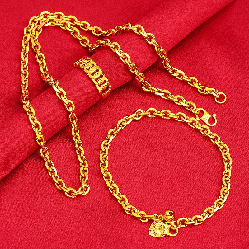 Royal Jewelry Fashion Accessories Korea Jewellery 24k Bangkok Ring Bracelet Necklace Set Boss Chain Jewelry