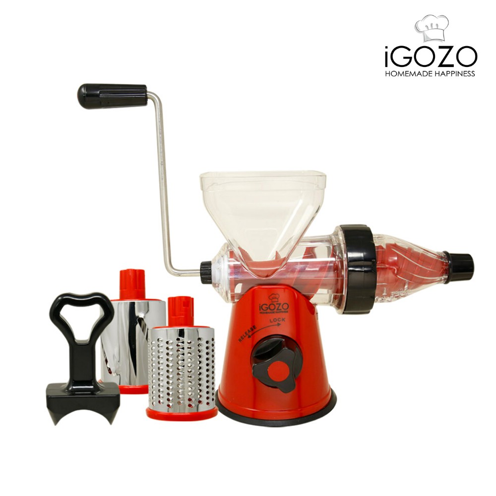 iGOZO 4 in 1 Food Processor (Manual Juicer, Ice-Cream Maker, Mincer/Meat Grinder, Drum Grater)