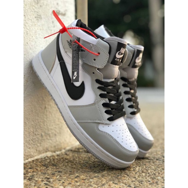 NIKE AIRFORCE JORDAN HIGHCUT GREY WHITE BLACK | Shopee Malaysia