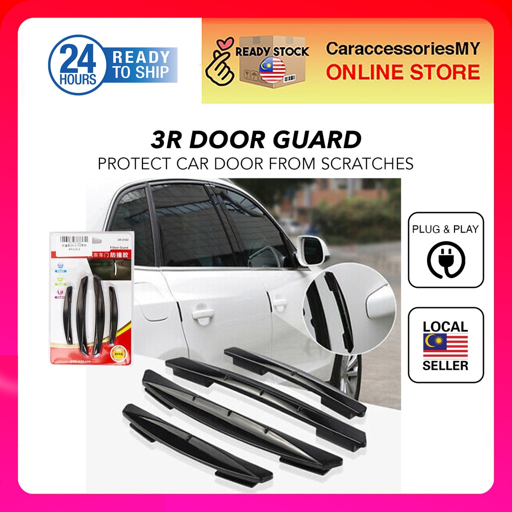 4 PCS 3R door guard protector 3R-2103 Rubber Car Side Door Edge Protection Guards Cover Trims Stickers(Brown)