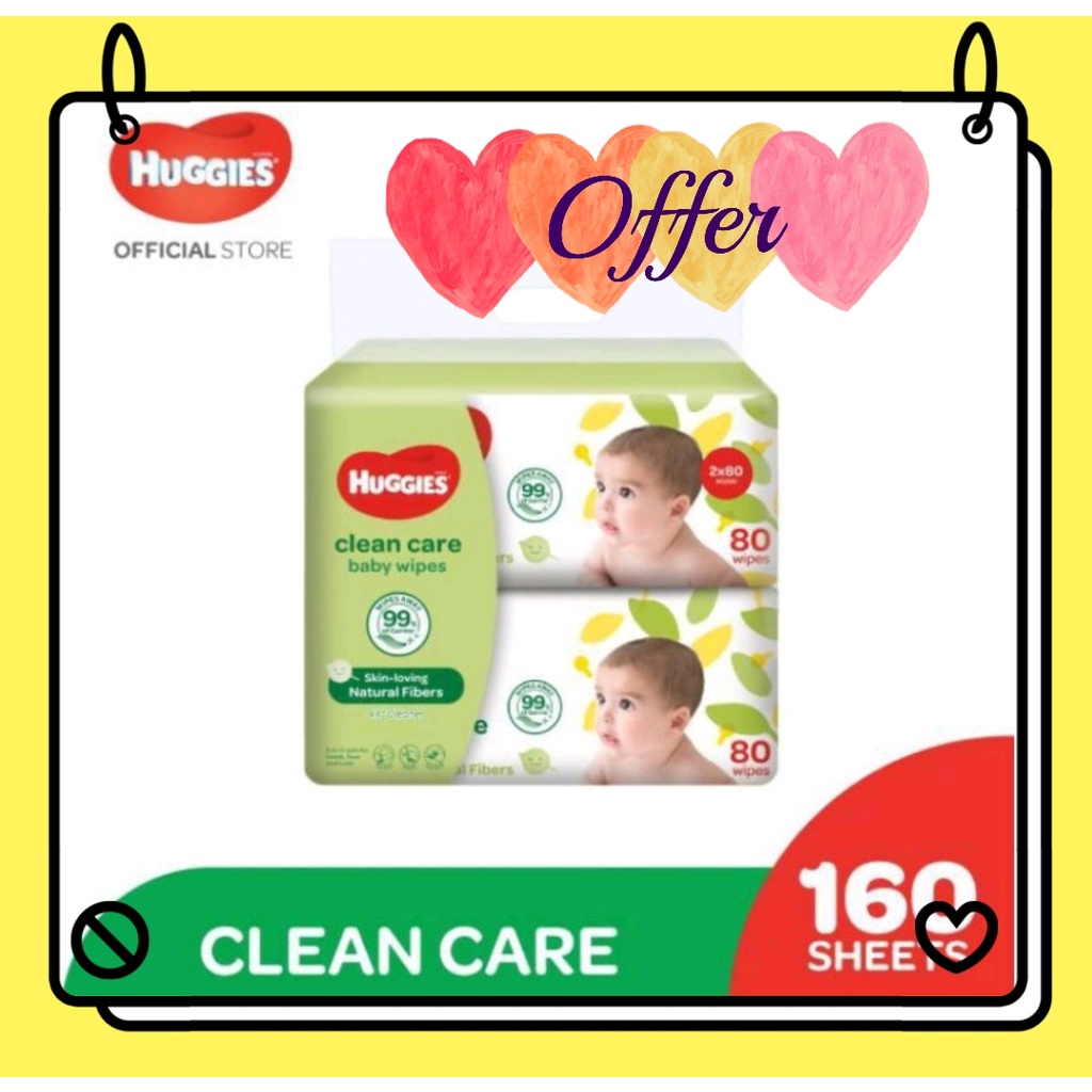 HUGGIES Clean Care Baby Wipes (2 x 80 sheets) Shopee Malaysia
