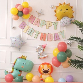 Jungle Style Baby Birthday Decoration / Backdrop / Cute Lion Dinosaur ...