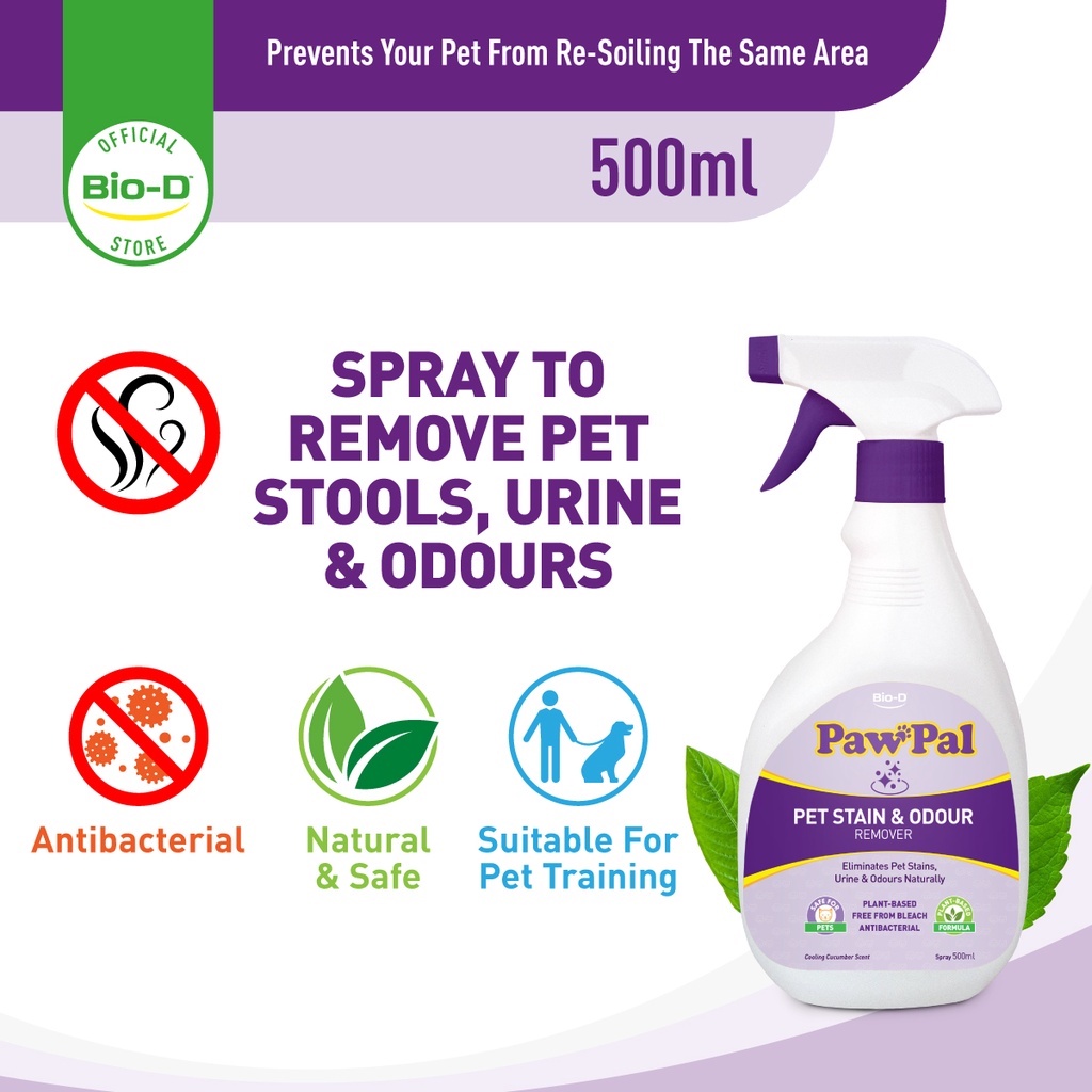 BioD PawPal Pet Stain & Odour Remover Spray 500ml Fresh Cucumber