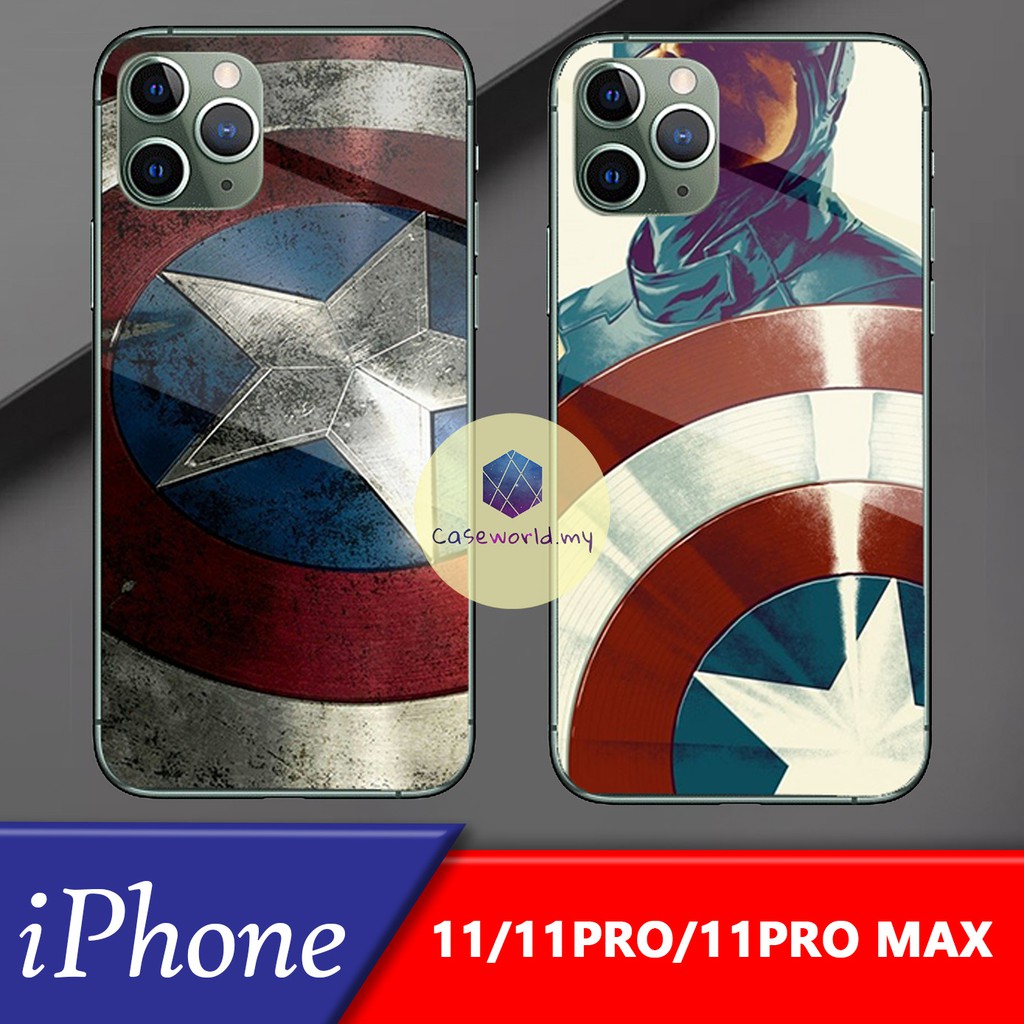 Iphone 11 11 Pro 11 Pro Max Marvel Avengers Captain America Glass Case Soft Cover Phone Casing Shopee Malaysia