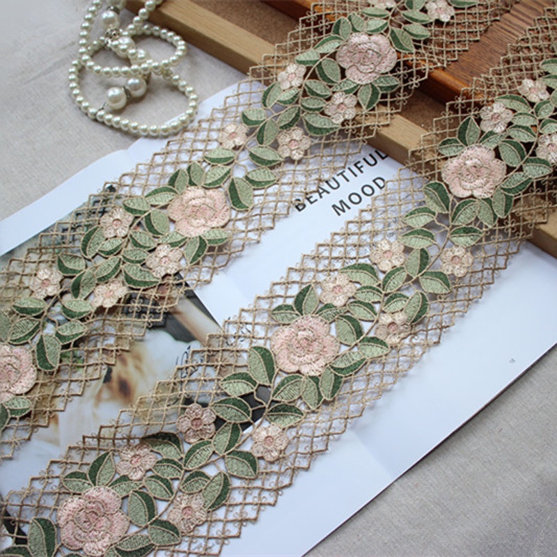 1Y Hollow Floral Venise Lace Fabric DIY Handmade Lace Accessories Textile Fabrics Wide 9.5CM