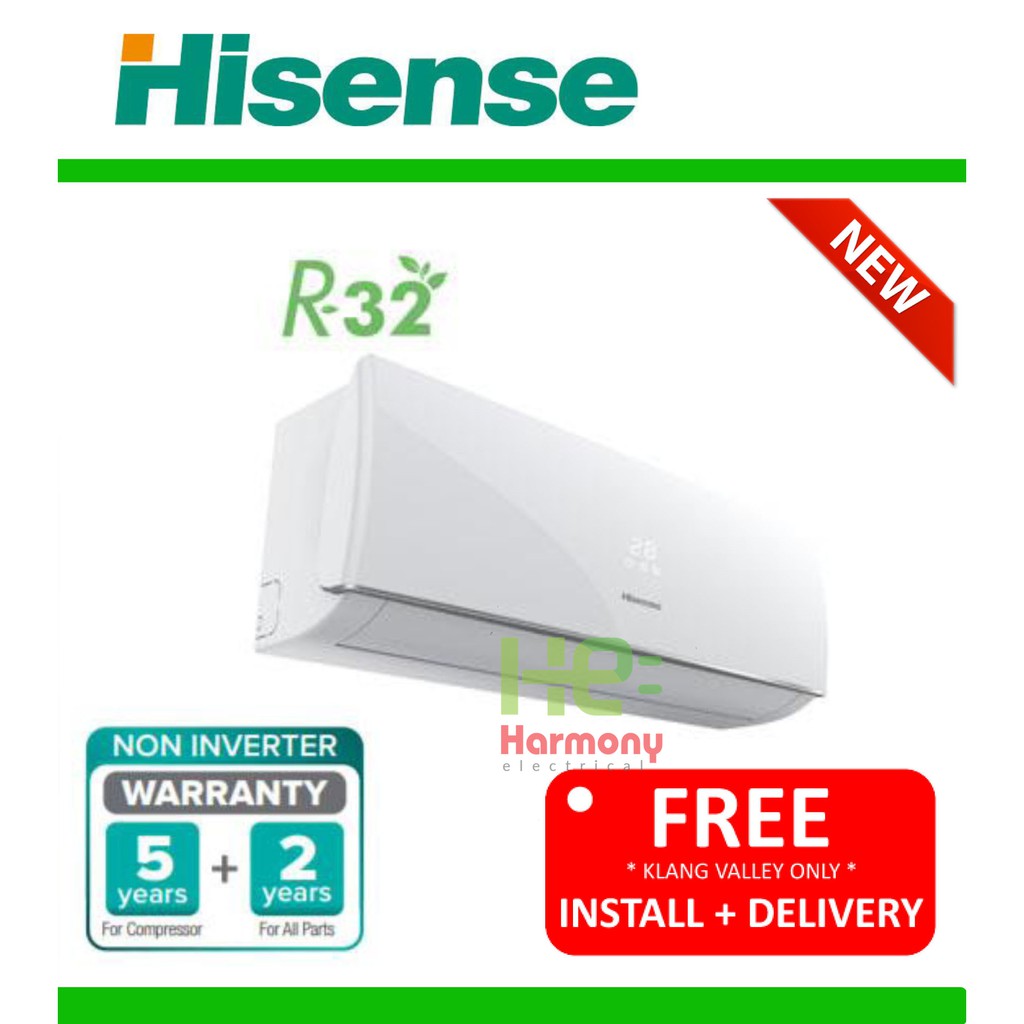 Hisense 1.0hp 2.5hp R32 Standard Non Inverter Ionizer Air Conditioner