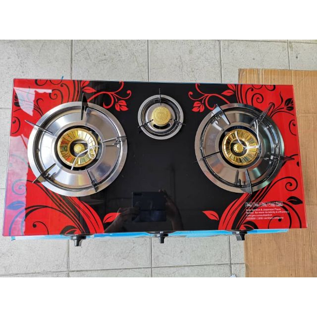  DAPUR GAS KACA  3 TUNGKU BERCORAK Shopee Malaysia