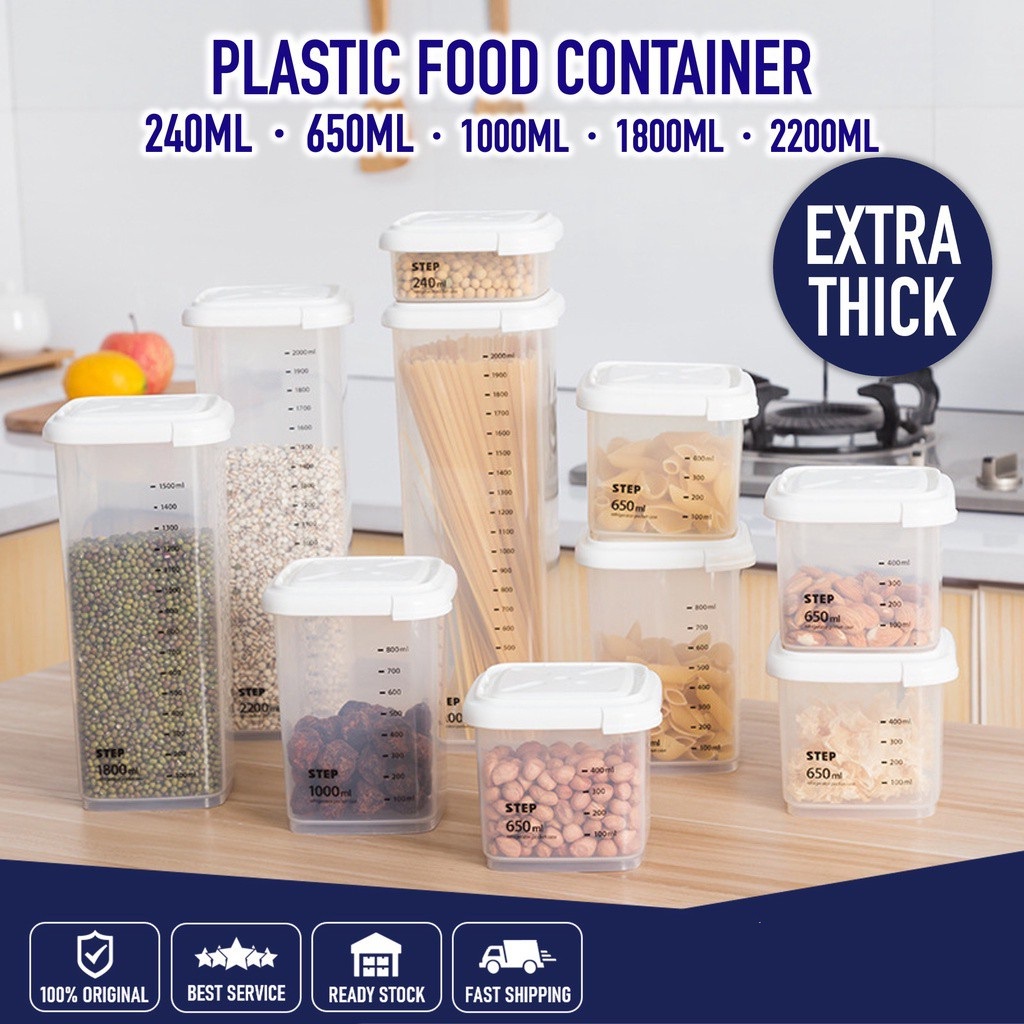 PLASTIC FOOD STORAGE BOX FOOD CONTAINER CANISTERS TANK AIR TIGHT U3 ...