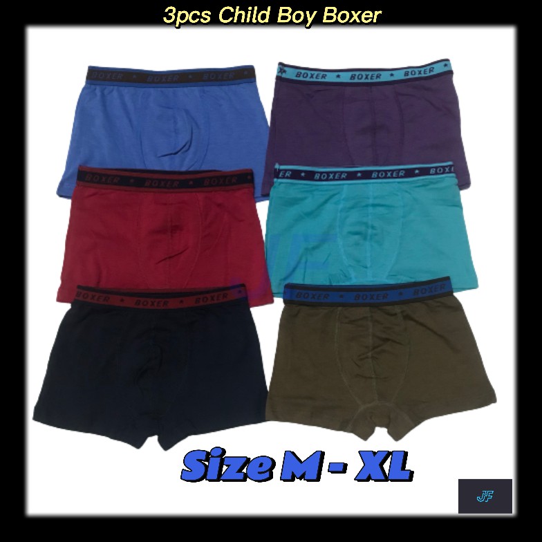 3 Pcs Child Boy ’s Underwear BOY’S BOXER ( RANDOM - MIX COLOUR )   SIZE : M - XL 209 ( U865 )