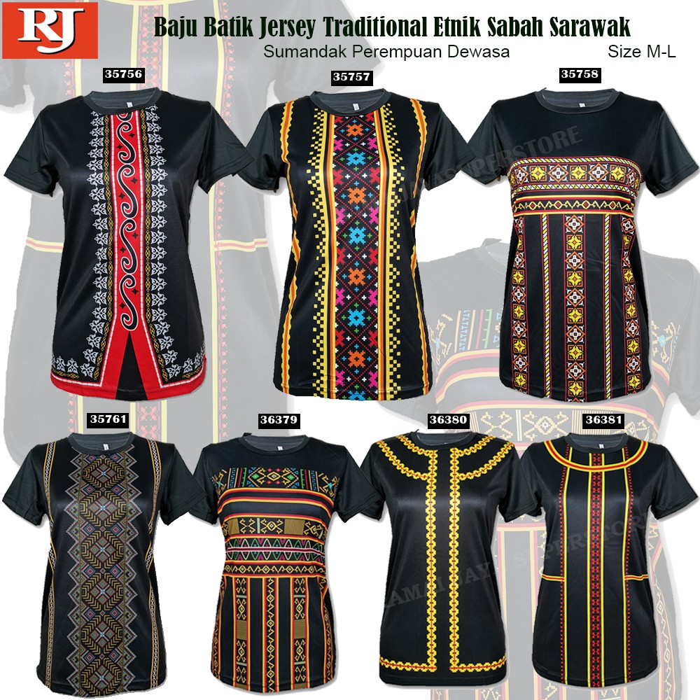 (Small Cutting) Baju Batik Jersey Traditional Etnik Sabah Sarawak ...