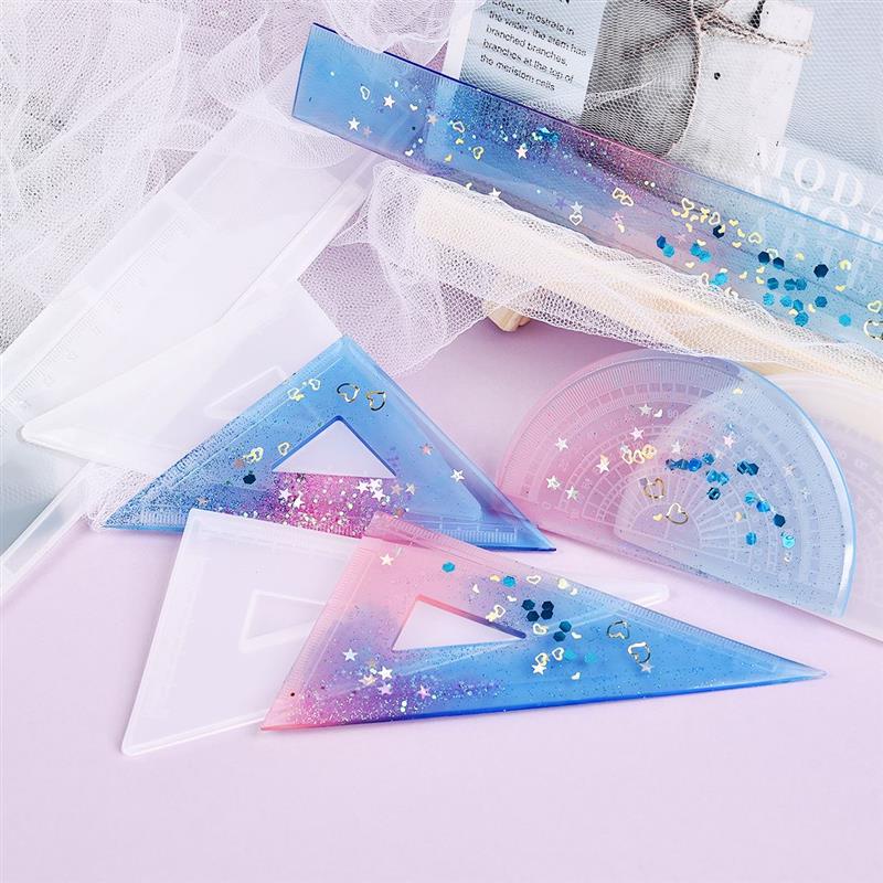 UV Expoxy Resin Silicone Mold Protractor Triangle Ruler Right Angle Ruler DIY Craft Jewelry Making Tools Resin Casting Molds