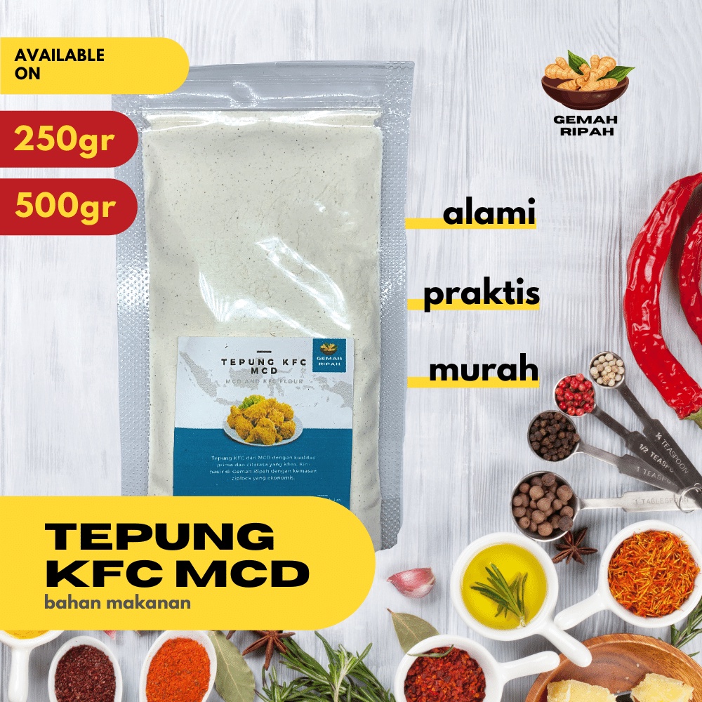 Premium KFC Chicken Flour 250gram 500gram 1kg Premium KFC Chicken Flour Crispy Chicken Flour Taiwan Crispy Flour Multipurpose Flour Fried Chicken Seasoning Food Kentucky Chicken Flour Fried Chicken Flour Geprek Chicken Flour Premium KFC Flour Fried Season