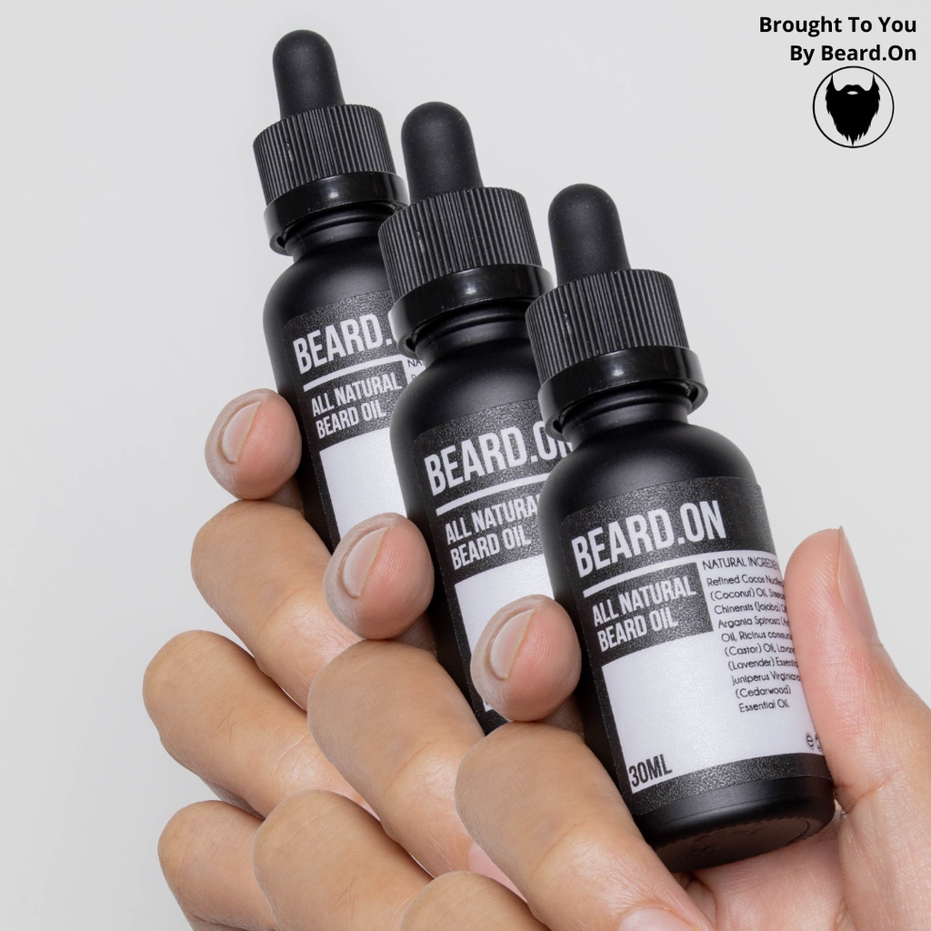 Beard.On Beard Oil (Original) - Triple Bundle Package (3 Bottles) Natural - Ready Stock With Argan, Castor & Jojoba Oil