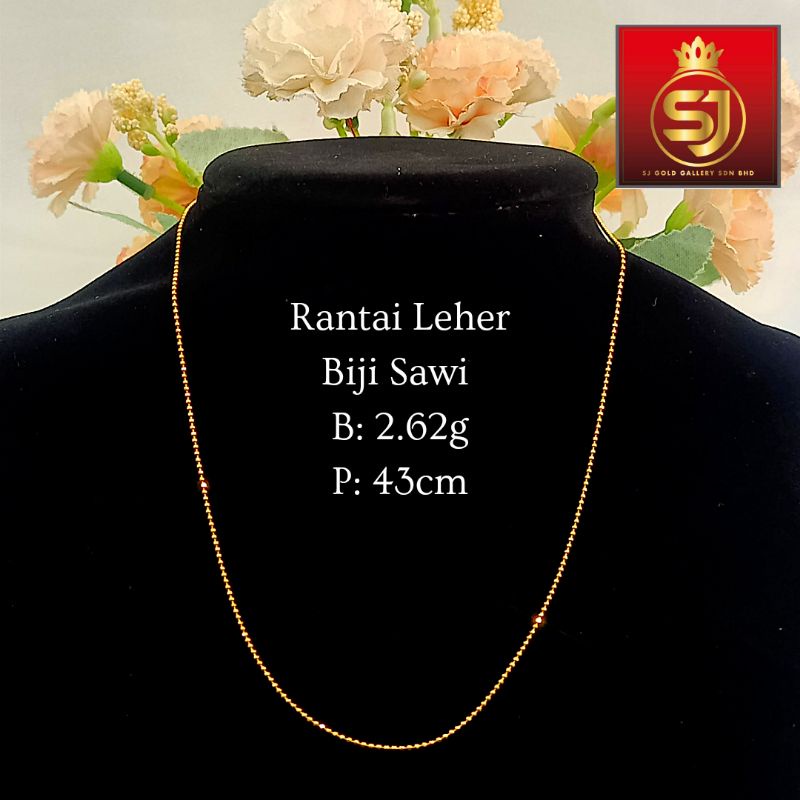 Necklacerantai Leher Biji Sawi Emas 916 Shopee Malaysia 6900