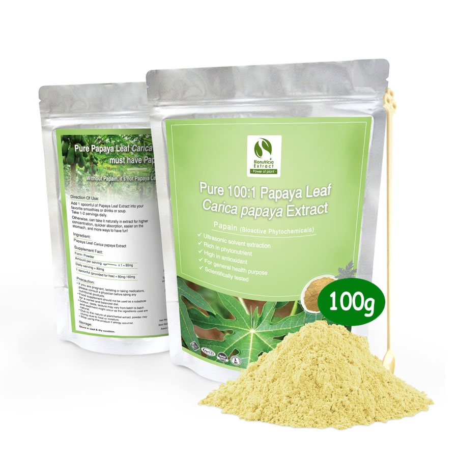 Pure Papaya Leaf Extraction Powder 100g Relief dengue fever symptoms, healthy digestion