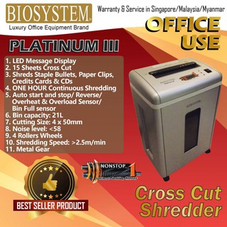 Biosystem Platinum III Office Use Paper Shredder (Cross Cut)